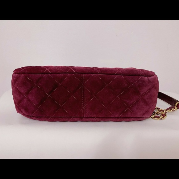 Michael Michael Kors Sloan plum Quilted Suede Large Chain Shoulder Bag - Picture 6 of 7